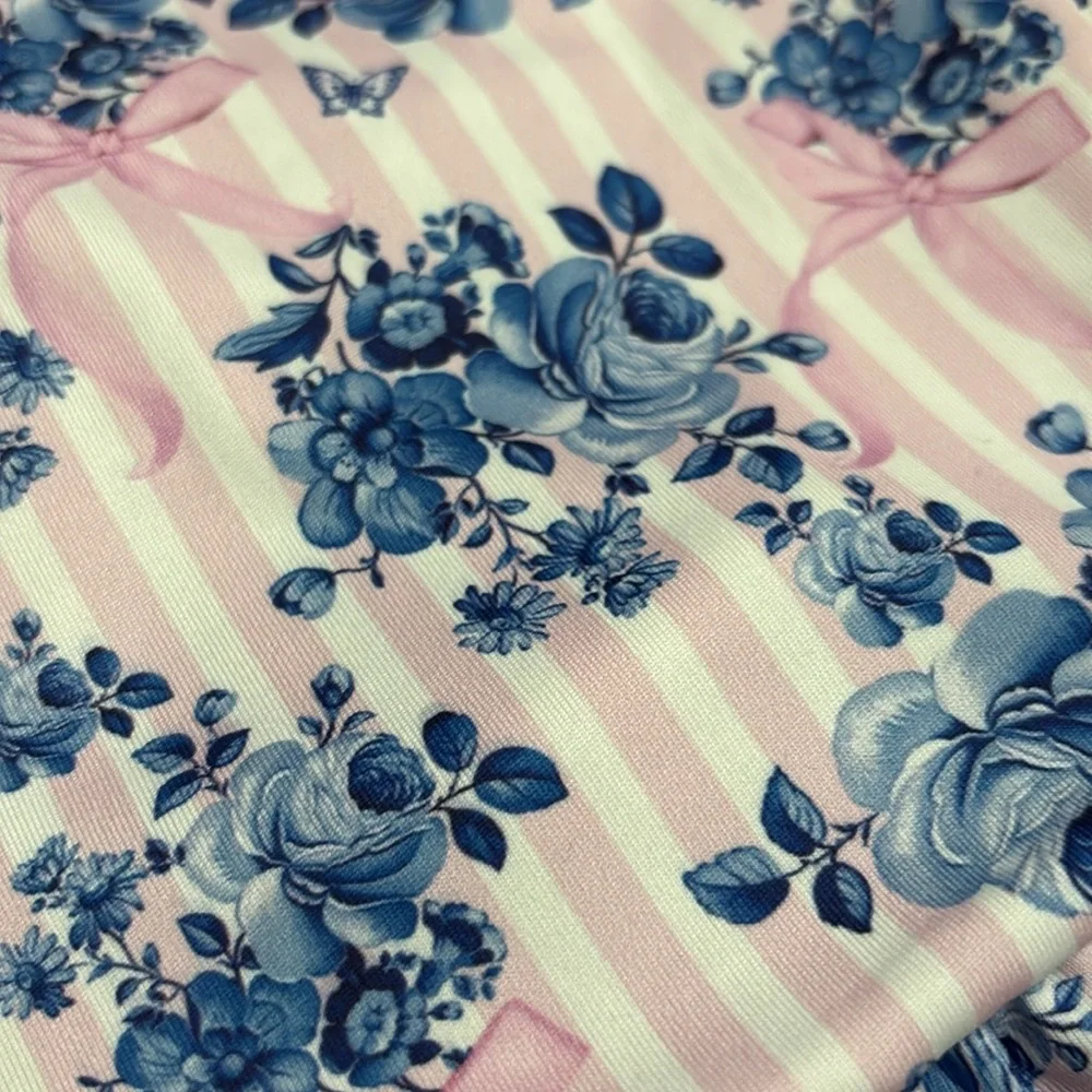 Monnalisa Pink & Blue Floral One-Piece Swimsuit - 36 Months